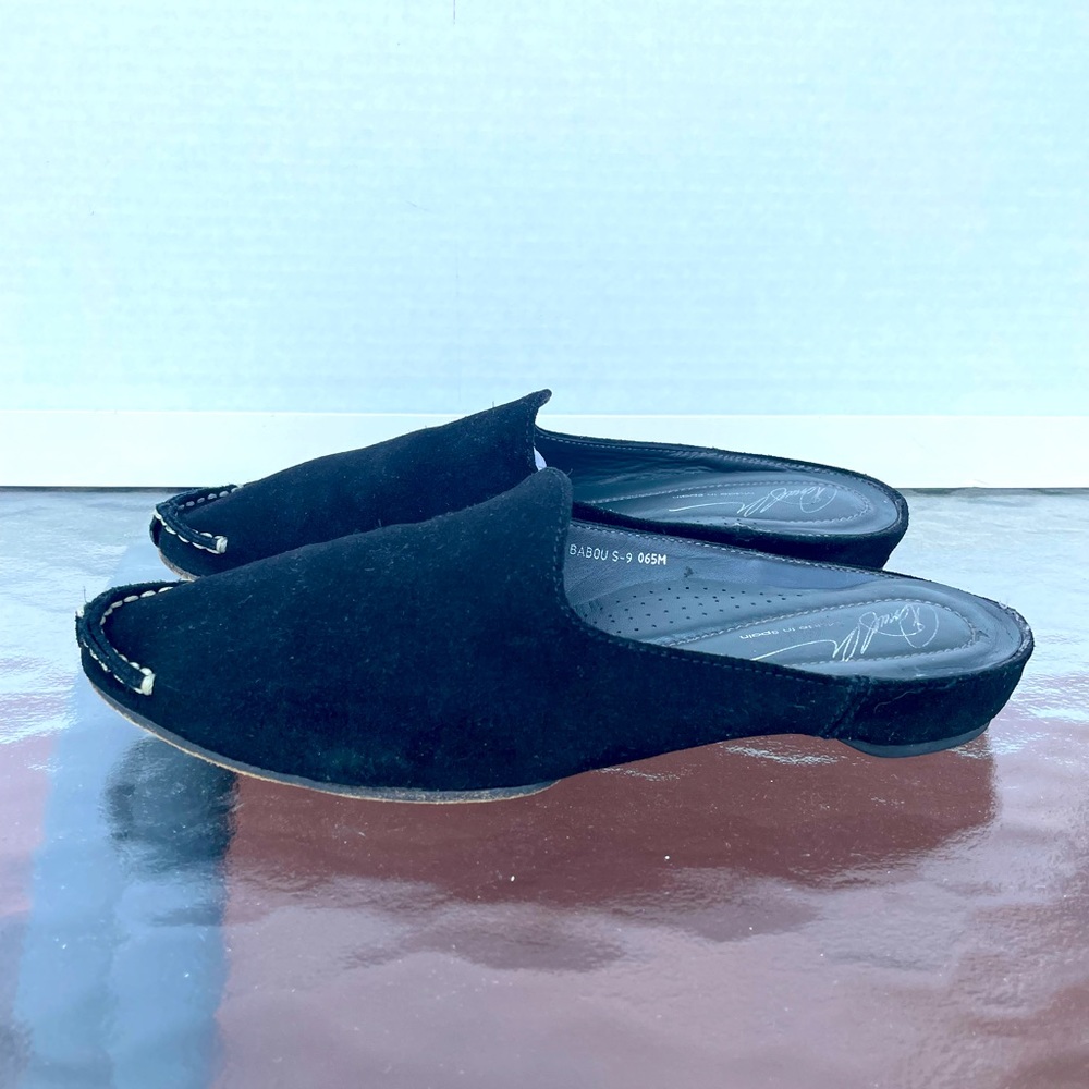 GIUSEPPE ZANOTTI Women Black Suede Mules Slides 6/6.5